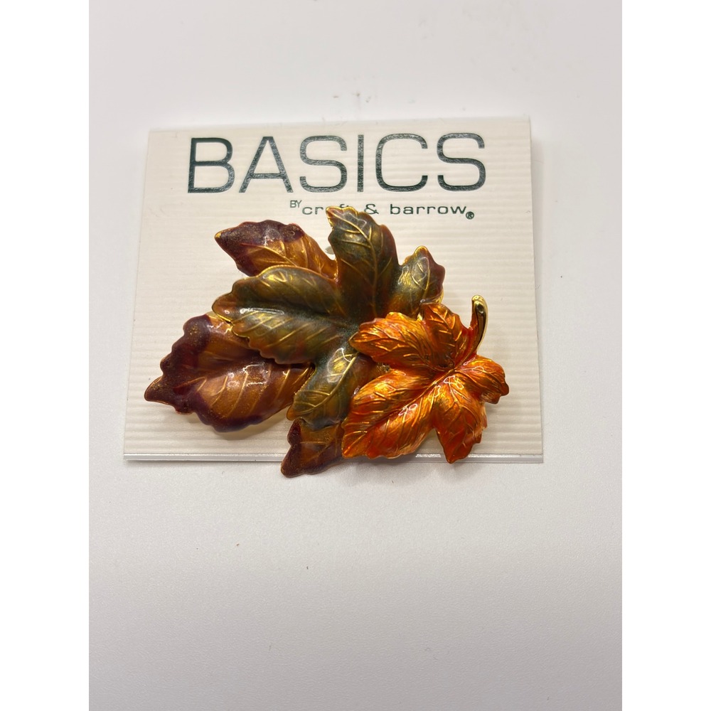Basics by Croft & Barrow‎ Enamel Maple Leaf Brooch Autumn Fall Gold Tone Pin